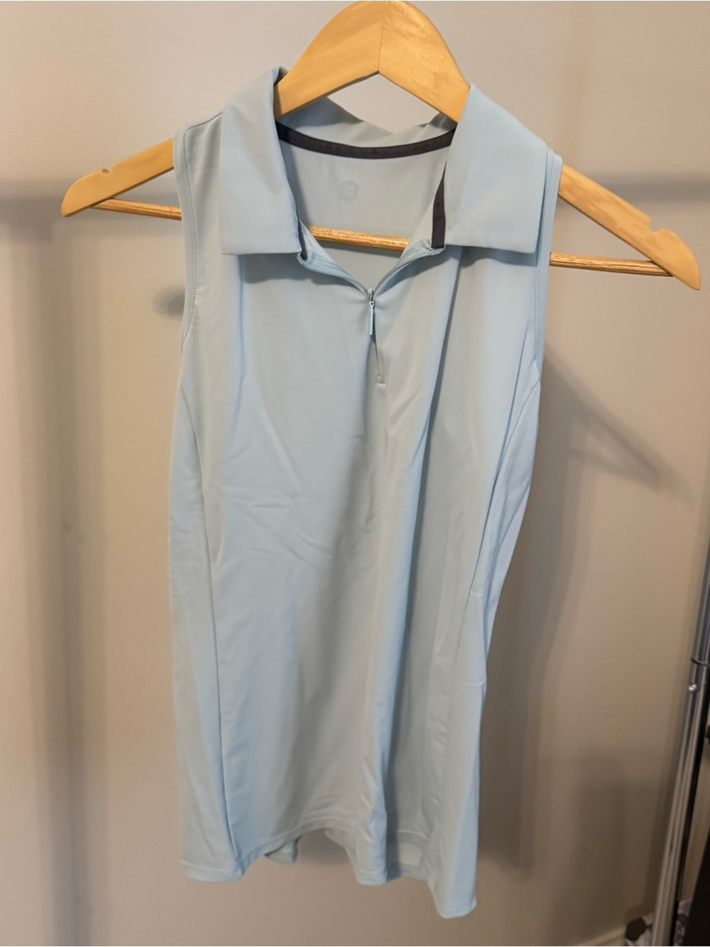 Baleaf Flyleaf UPF 50+ Quick-Dry Light Blue Sleveless Polo Shirt w/quarter-zip